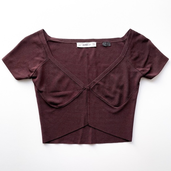 Zara Burgundy Crop Top - Picture 1 of 6